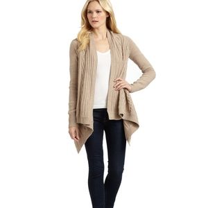BCBG Cable Scarf Wrap Sweater in Oatmeal